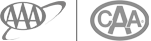 This image shows two logos: one for AAA (American Automobile Association) and one for CAA (Canadian Automobile Association).