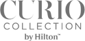 Logo of Curio Collection by Hilton, featuring stylized text in gray.